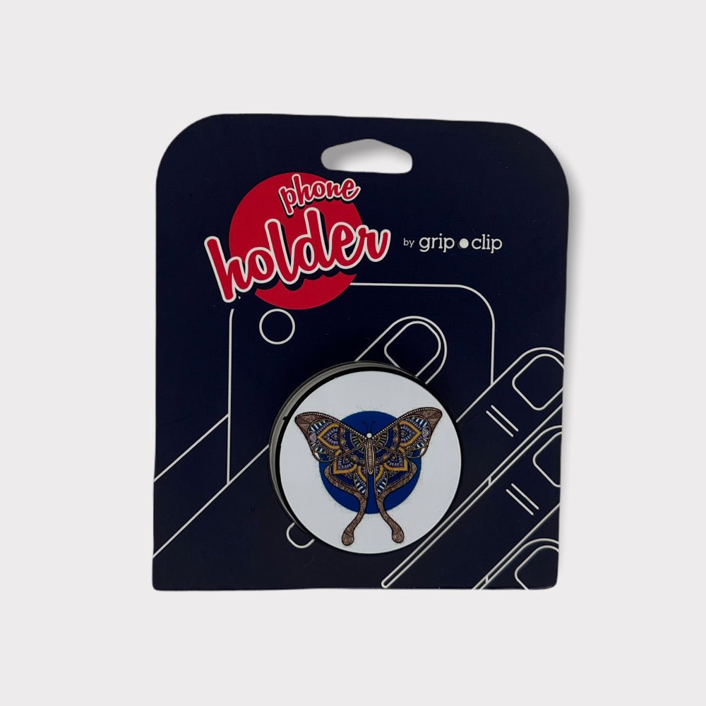 Accesorio Grip Clip Holder Mariposa con Cafe Fondo Color Azul | TOP MOVIL Guatemala