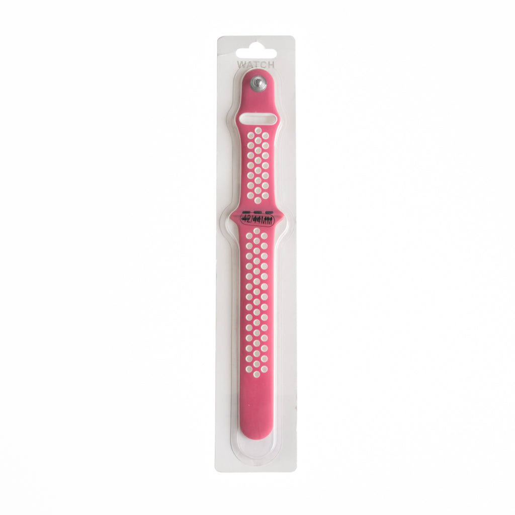 Accesorio el Rey Pulsera Tipo Nike Apple Watch 42 / 44 / 45 Mm Color Rosa Sandia / Blanco | TOP MOVIL Guatemala