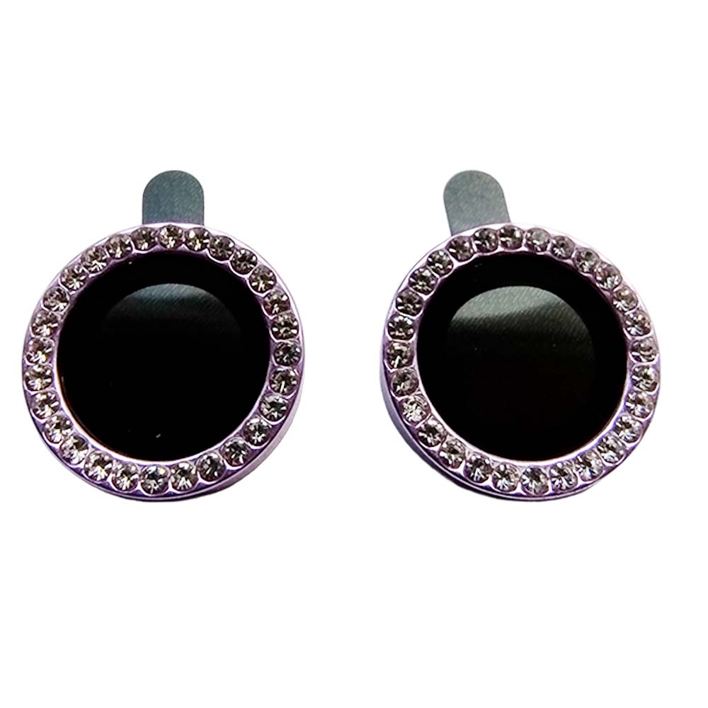 Accesorio el rey vidrio templado camara iphone 15 plus diamantes color morado