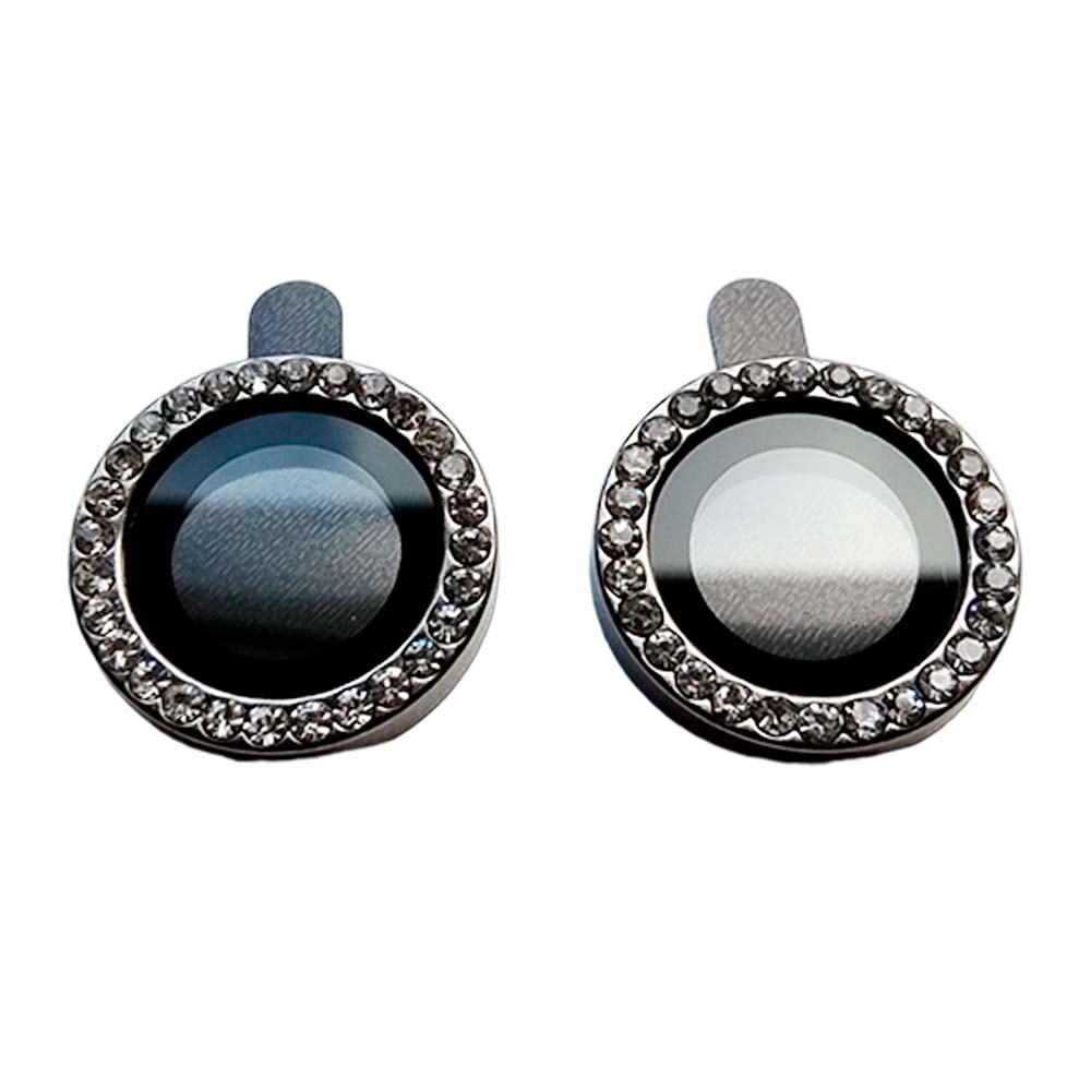 Accesorio el rey vidrio templado camara iphone 15 diamantes color gris