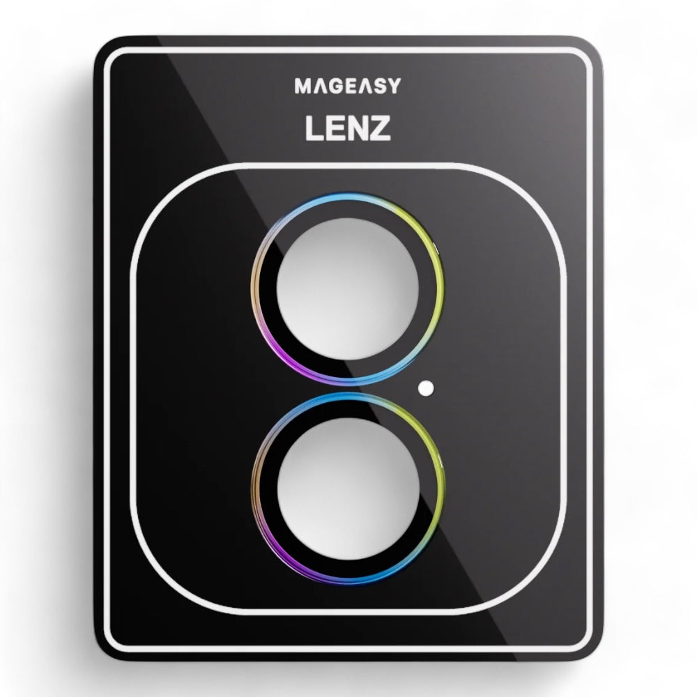 Accesorio mageasy vidrio templado camara iphone 16 lenz sapphire lens protector 2 lenses / 2 lenses large iridescent color multicolor