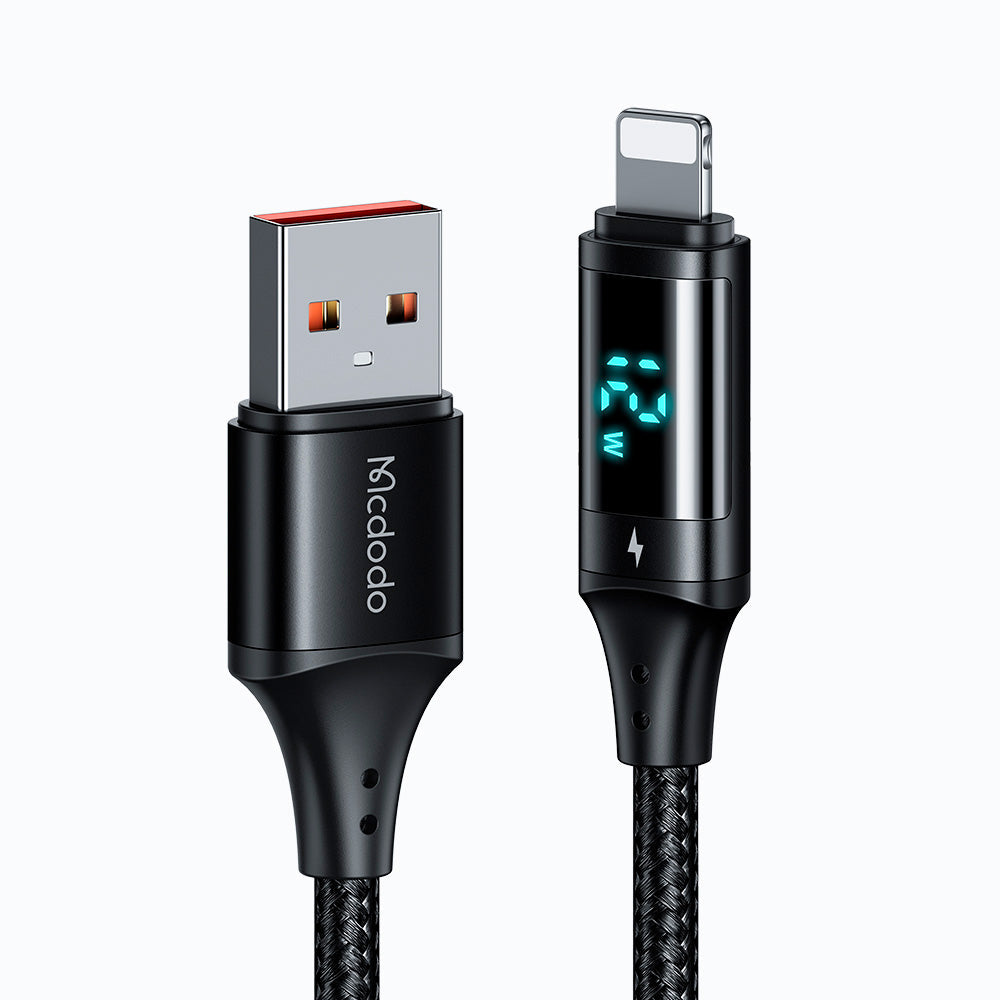 McDodo Ca-1060 1.2m Largo iPhone Digital Hd con Pantalla de Medicion USB a Lighting Cable Fast Charger 5a Negro | TOP MOVI...