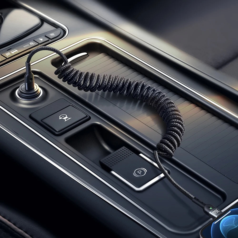 Cable mcdodo lightning ca-1960 36w pd type c to lightning car spring colocho cable color negro
