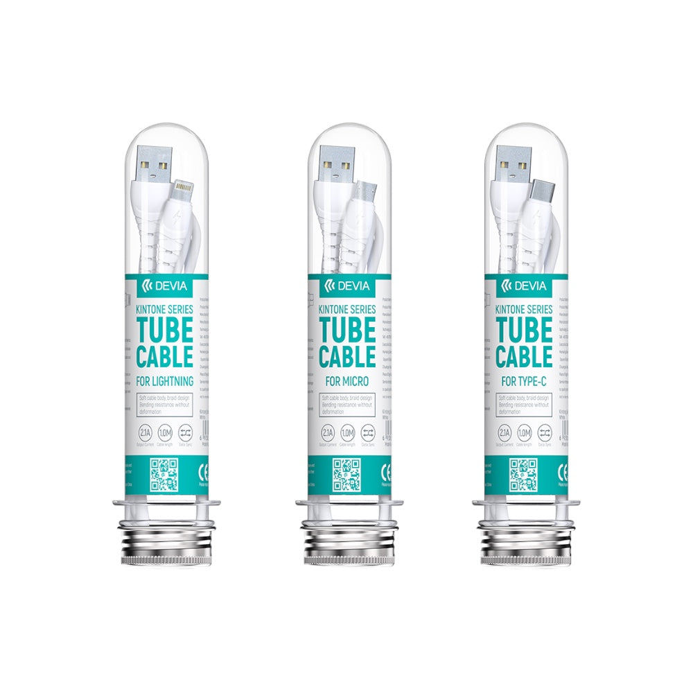 Cable devia micro usb kintone series tube cable suit ( 30pcs / suit) color blanco