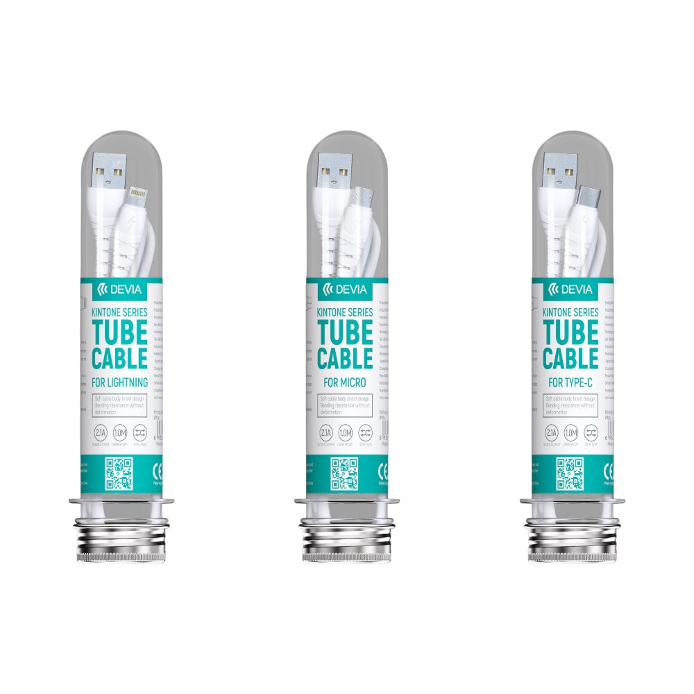 Cable devia micro usb kintone series tube cable suit ( 30pcs / suit) color blanco
