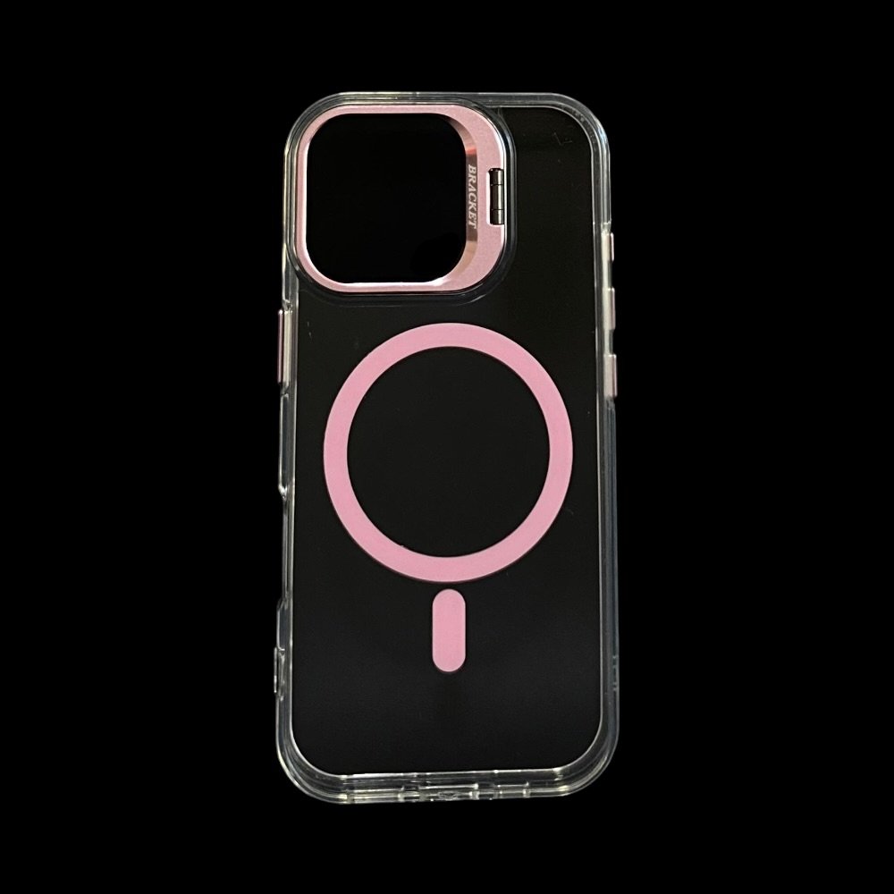 Estuche El Rey transparente iphone 17 Magsafe Bracket color rosado