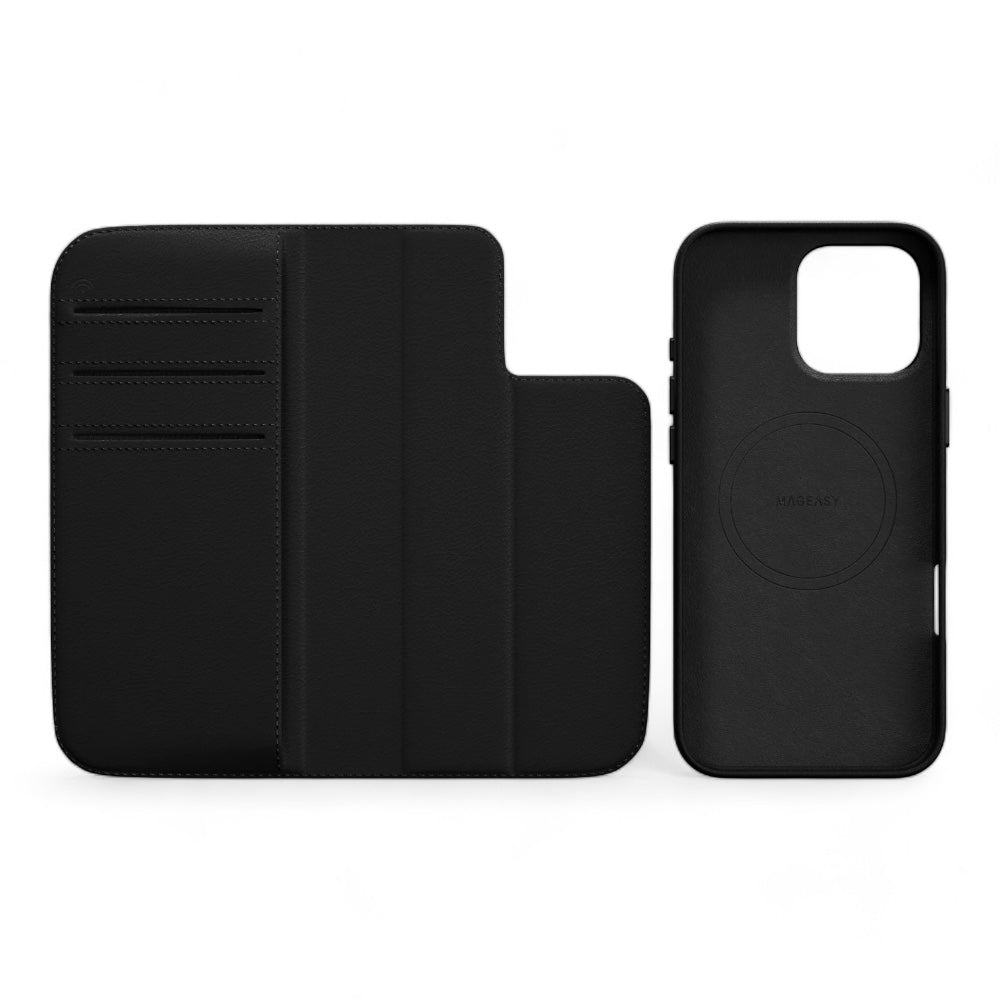 Estuche switcheasy folio iphone 16 pro card folio m leather flip phone case with stand color negro