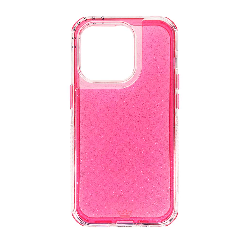 Estuche el rey glitter iphone 14 pro defender color fucsia