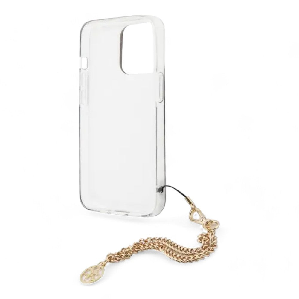 Estuche guess hard case iphone 13 pro hard case leopard print leopard print and stripe with charm chain color multicolor