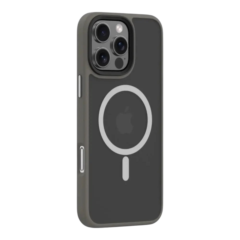 Estuche devia magsafe iphone 16 pino series magnetic shockproof case color gris/oscuro