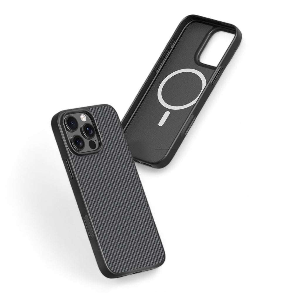 Estuche devia magsafe iphone 16 plus kevlar series ultra-thin magnetic shockproof case color negro