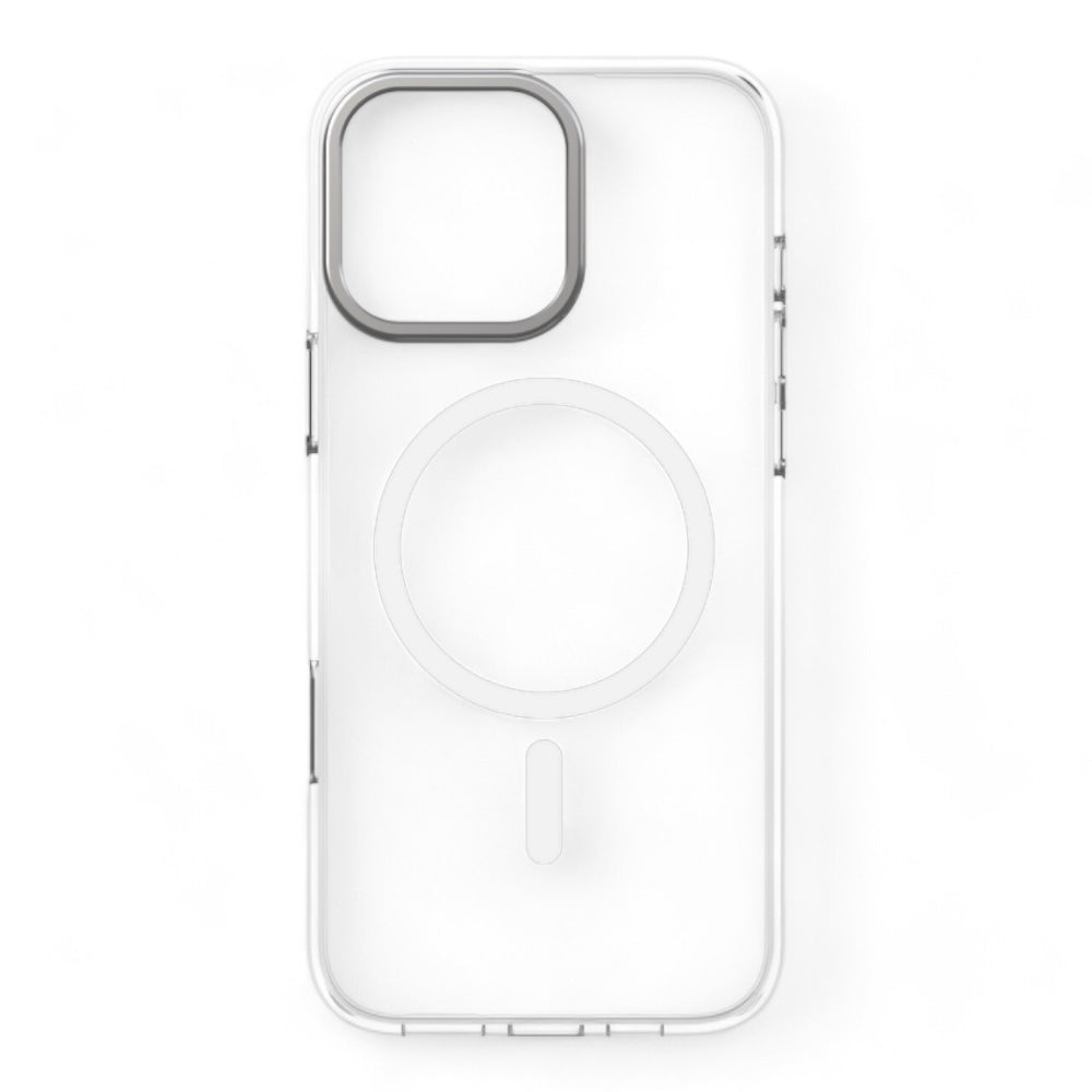 Estuche devia magsafe iphone 16 pro snow crystal series magnetic shockproof case with bracket color transparente