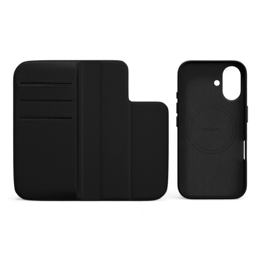 Estuche switcheasy wallet iphone 16 card folio m leather flip phone case with stand color negro