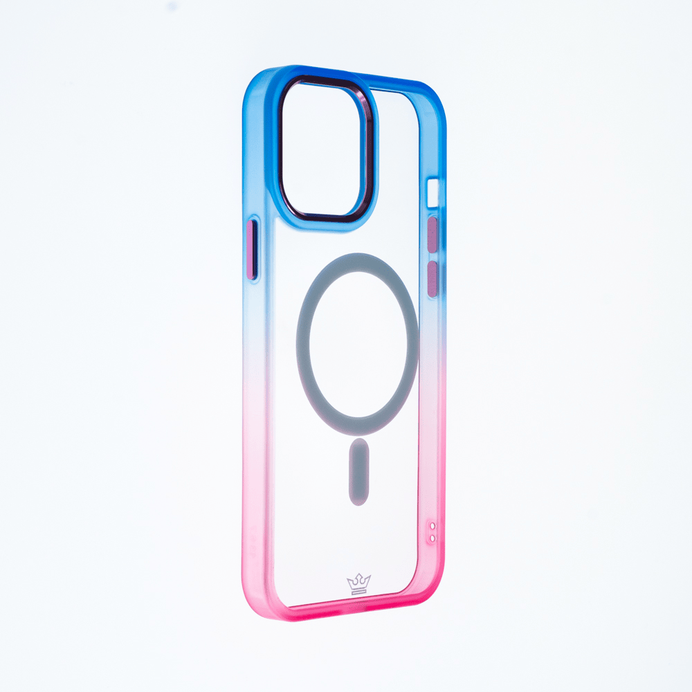 Estuche magsafe el rey degrade borde y magsafe apple iphone 14 pro color azul / rosado