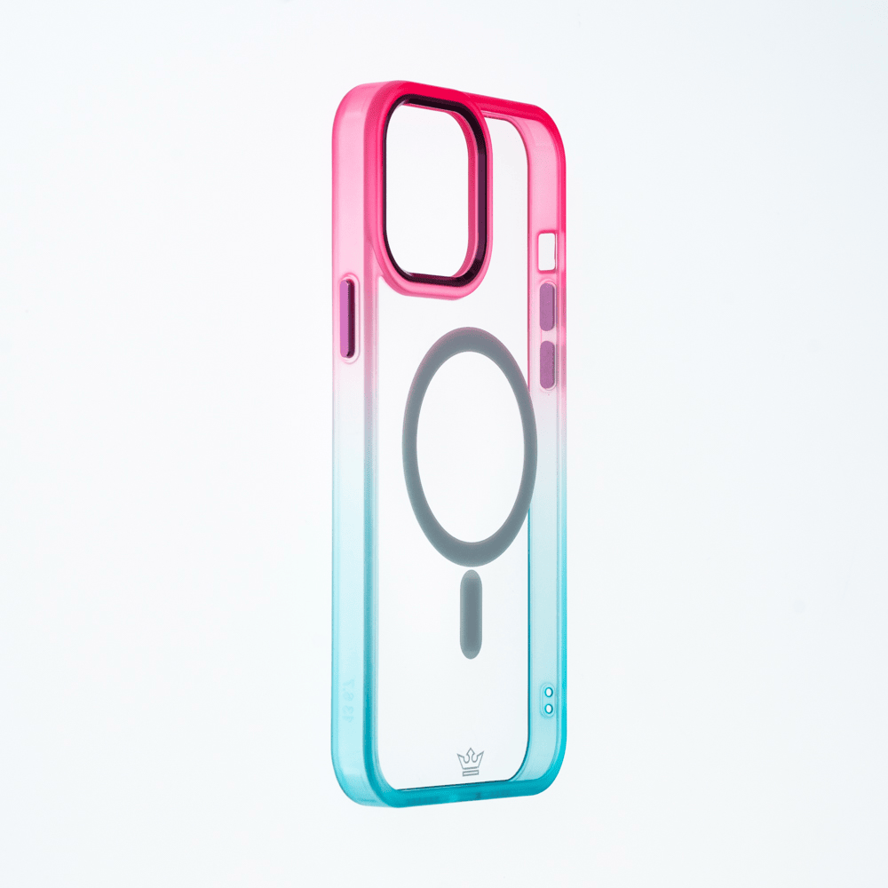 estuche magsafe el rey degrade borde y magsafe apple iphone 14 color rosado / turquesa