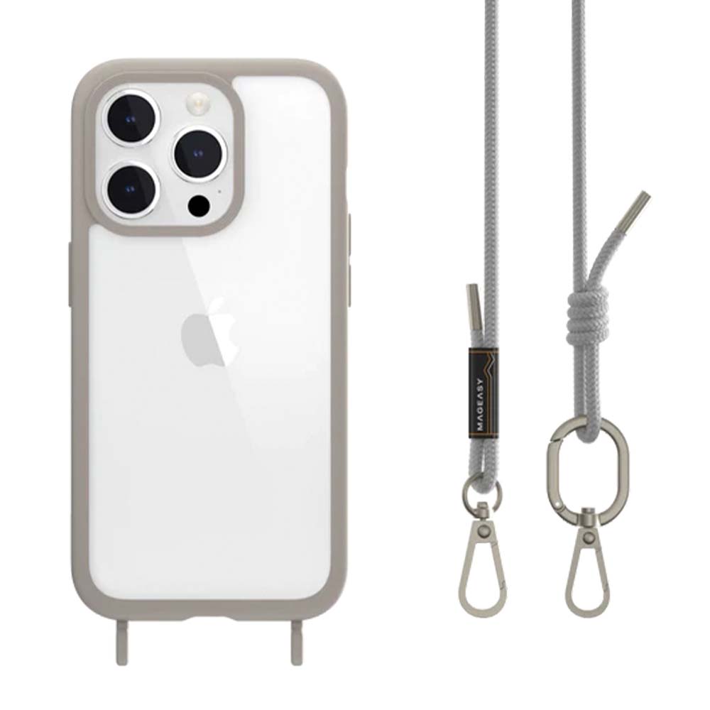 Estuche mageasy roam iphone 15 pro roam + strap color gris