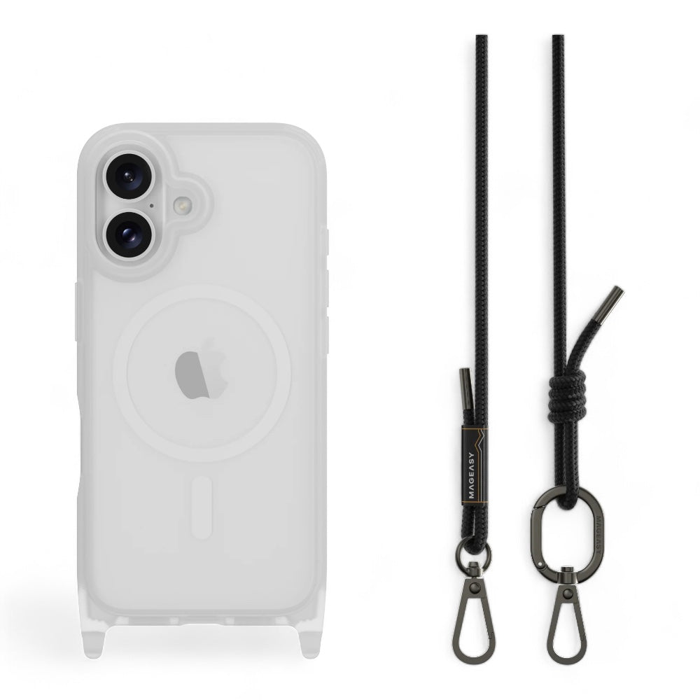 Estuche mageasy roam iphone 16 plus roam m shockproof protective case with lanyard color transparente/negro