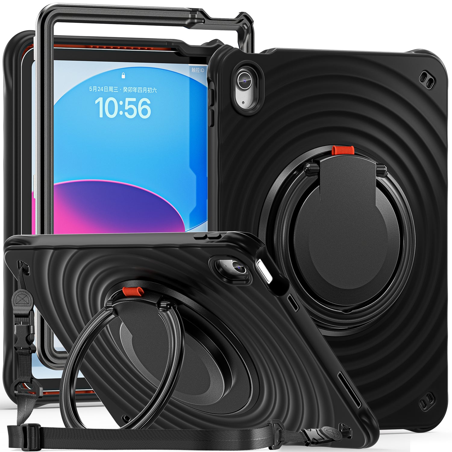 Estuche chief engineer b series modelo ipad 10 th color negro con strap