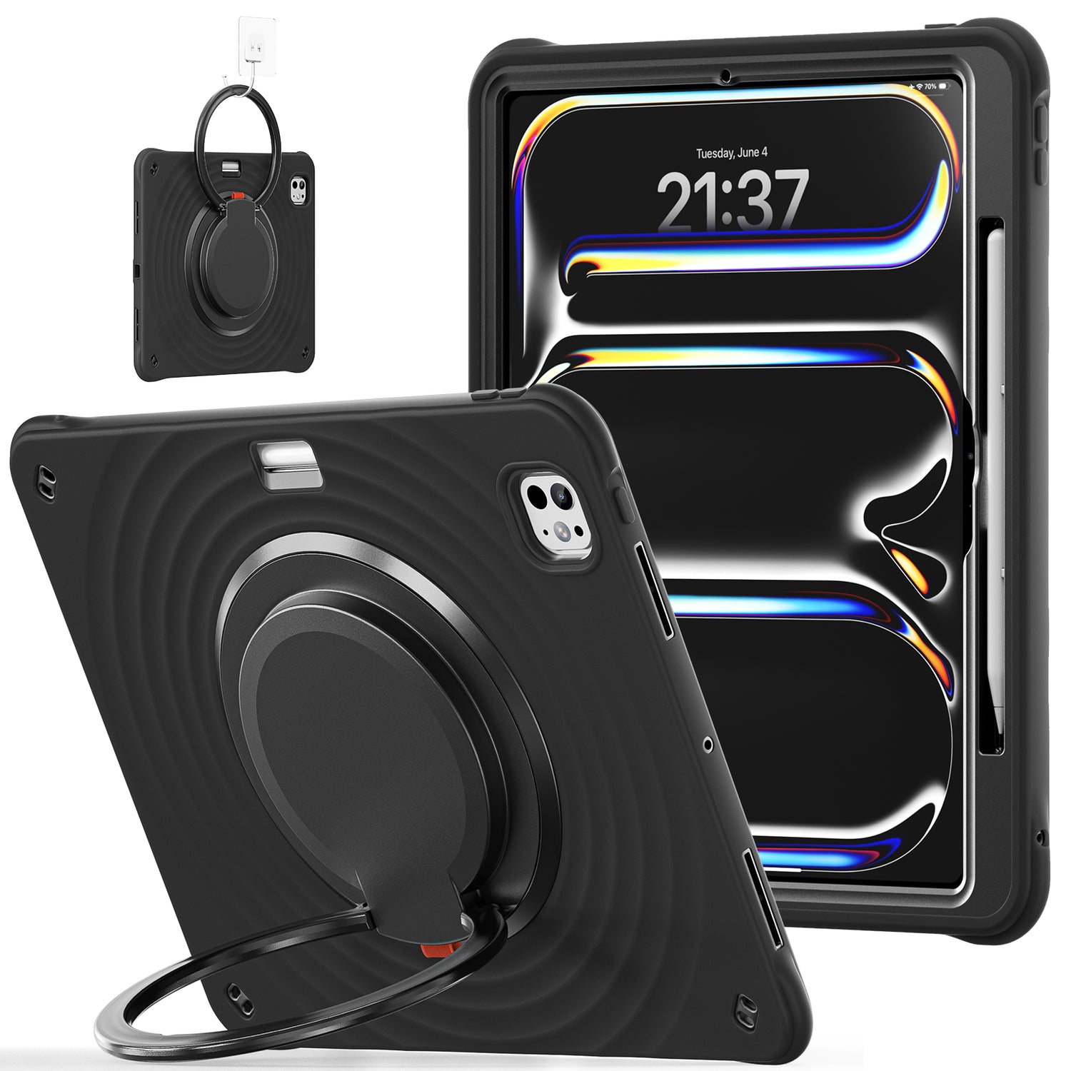 Estuche chief engineer b series modelo ipad pro 13 2024 color negro con strap