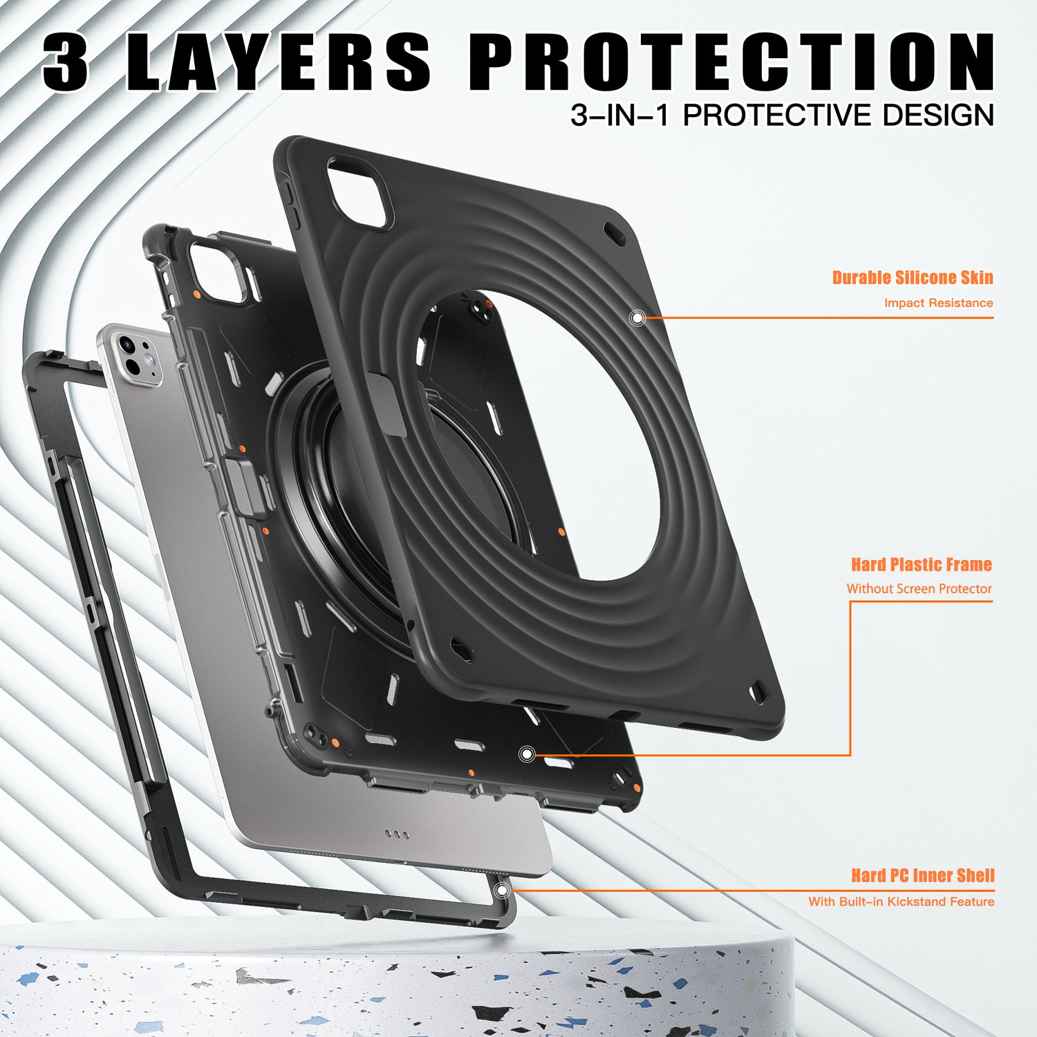 Estuche chief engineer b series modelo ipad pro 13 2024 color negro con strap