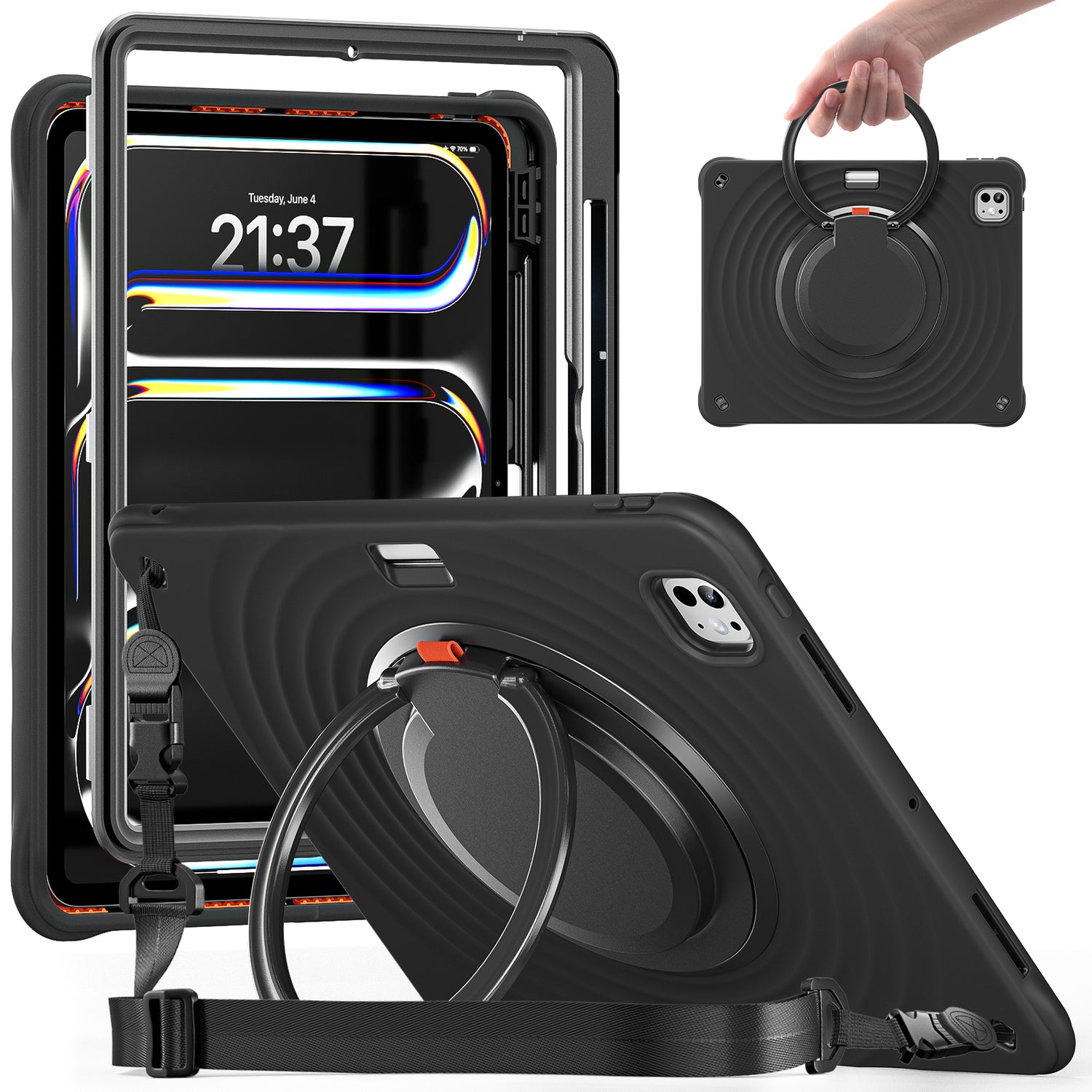 Estuche chief engineer b series modelo ipad pro 13 2024 color negro con strap