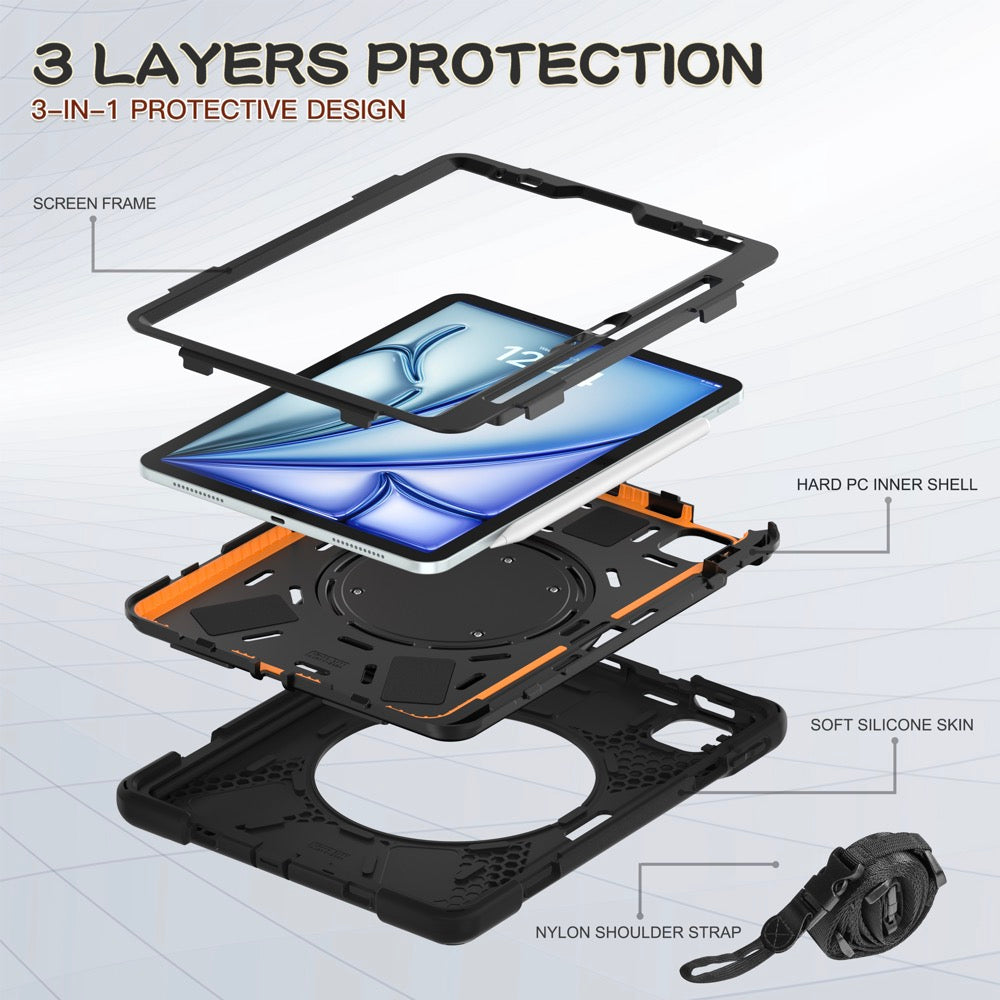 Estuche pirate b series modelo ipad air 11 2024 color negro con strap