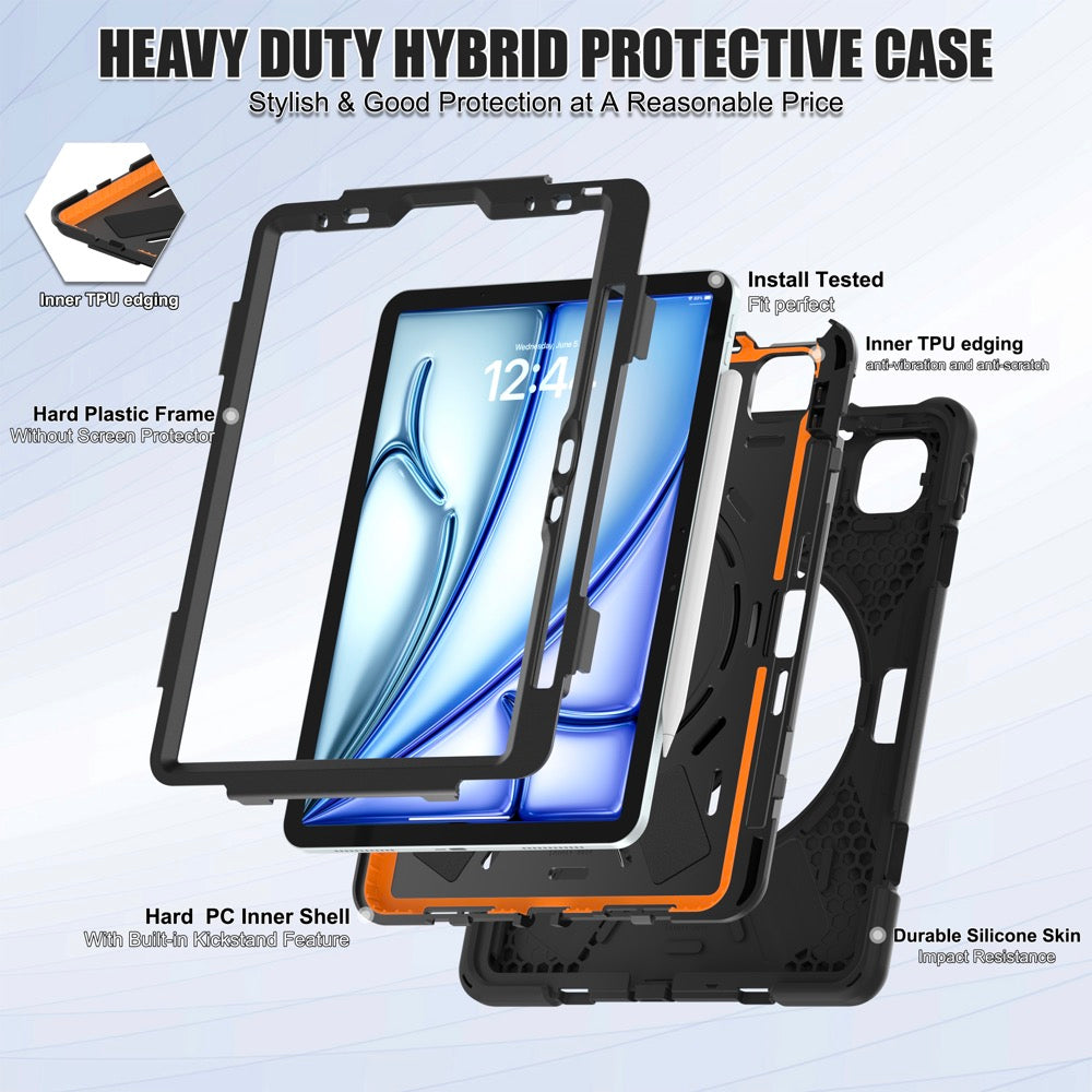 Estuche pirate b series modelo ipad air 11 2024 color negro con strap