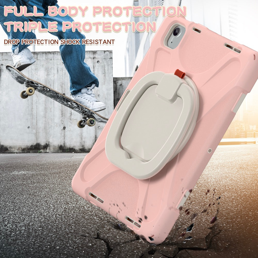 Estuche pirate b series modelo ipad air 11 2024 color rosado / blanco con strap