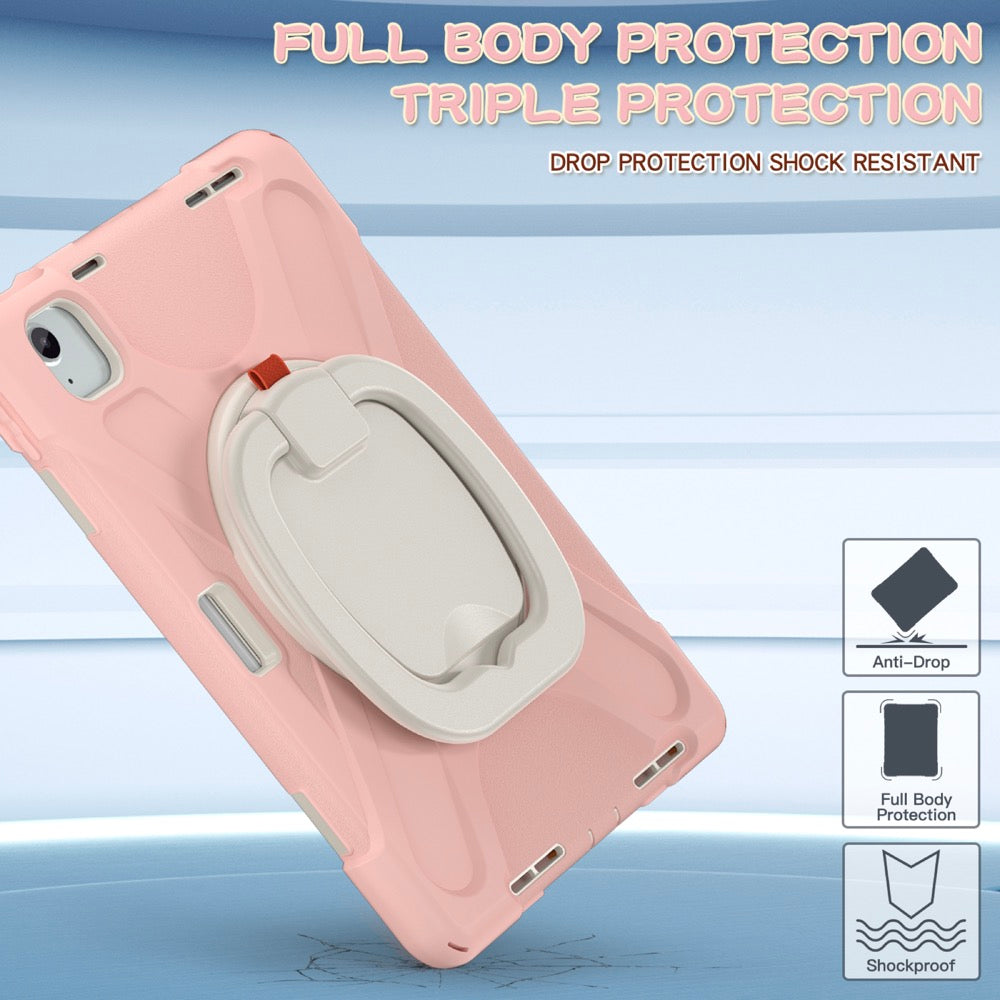 Estuche pirate b series modelo ipad air 11 2024 color rosado / blanco con strap