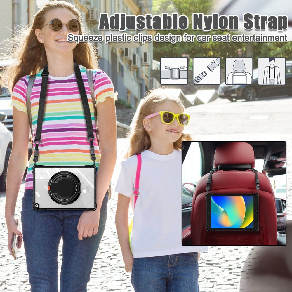 Estuche transparent b series modelo ipad 10.2 color negro con strap