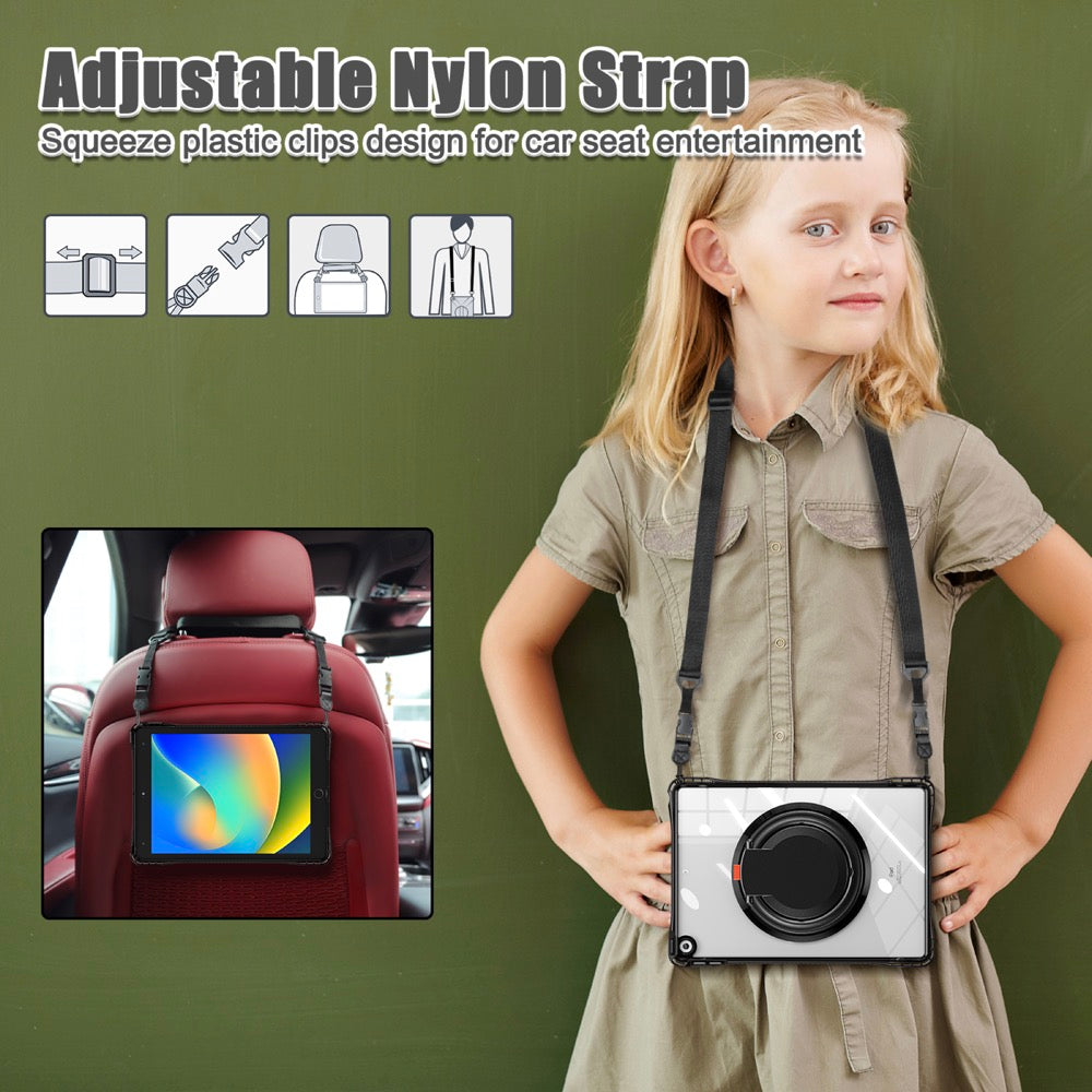 Estuche transparent b series modelo ipad 10.2 color negro con strap