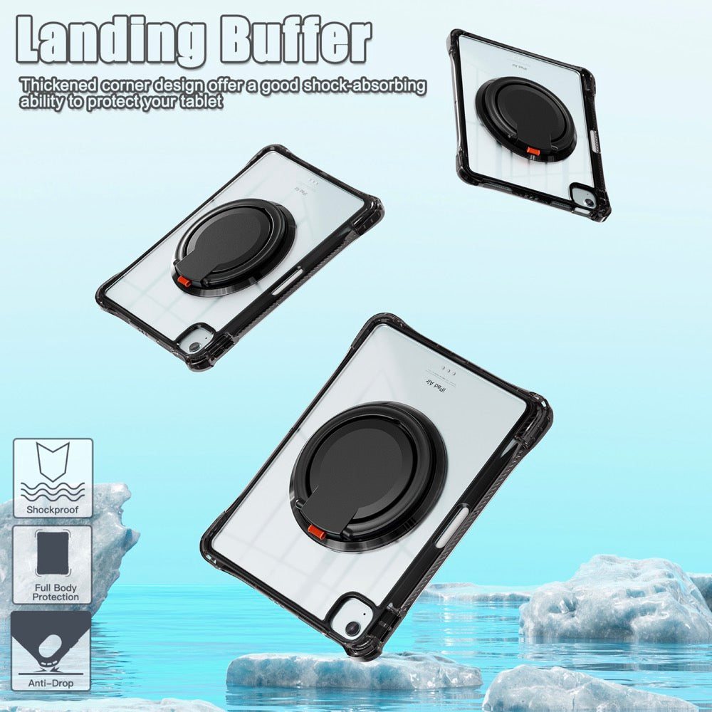 Estuche transparent b series modelo ipad air 11 2024 color negro con strap