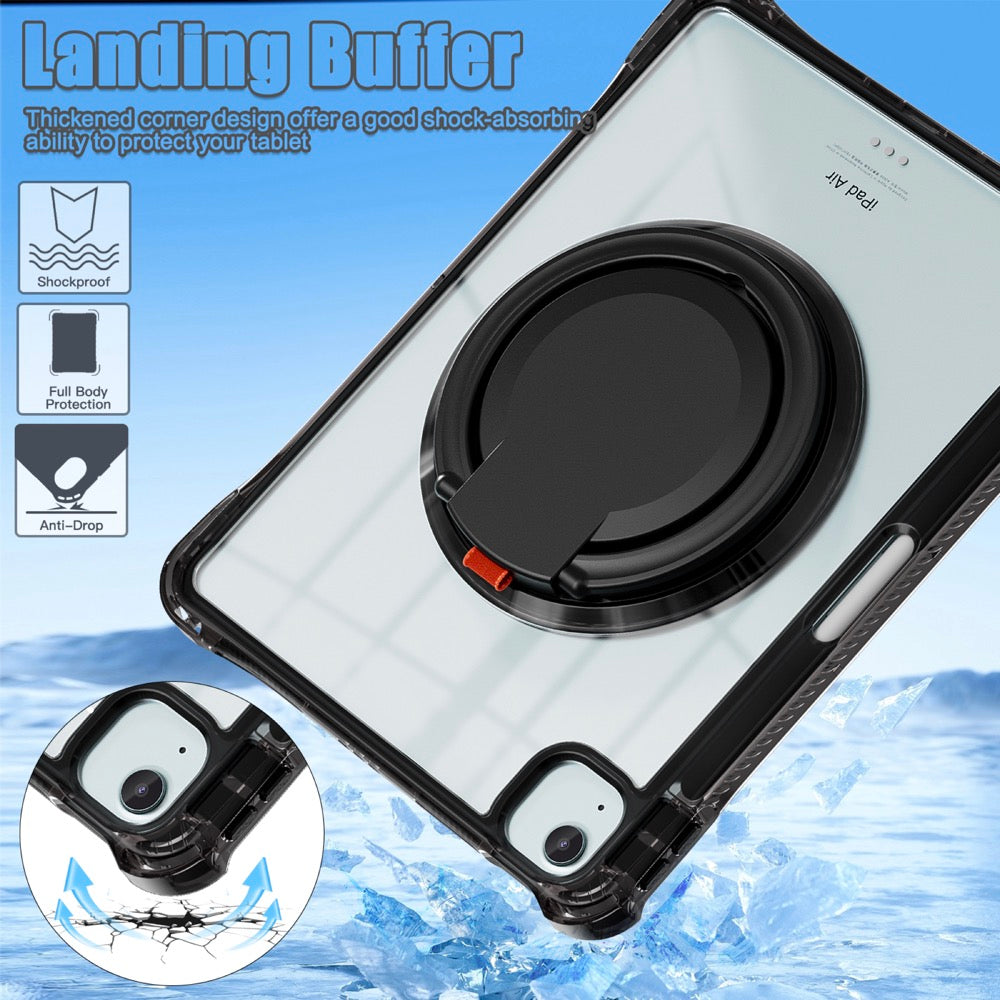 Estuche transparent b series modelo ipad air 11 2024 color negro con strap