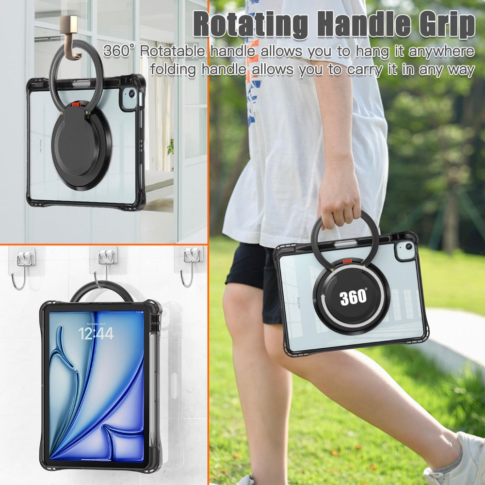 Estuche transparent b series modelo ipad air 11 2024 color negro con strap