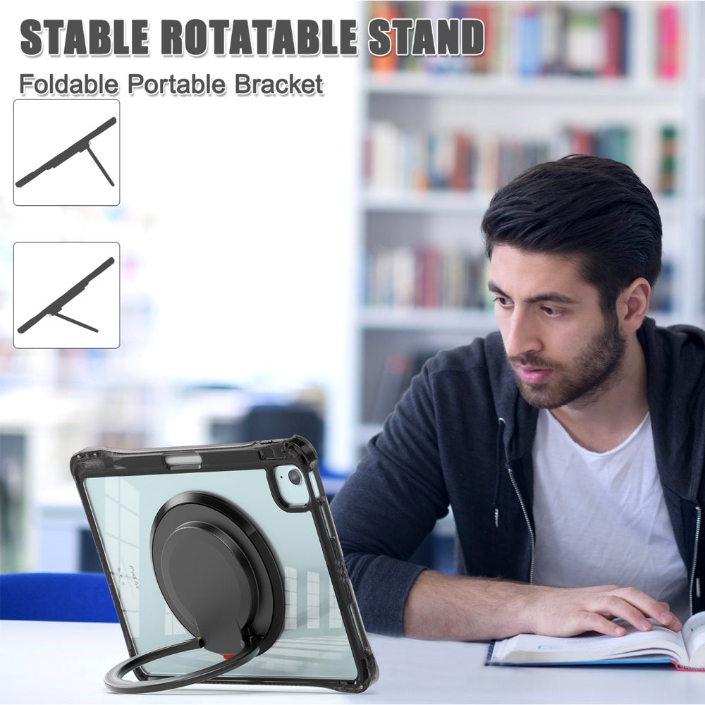 Estuche transparent b series modelo ipad air 11 2024 color negro con strap