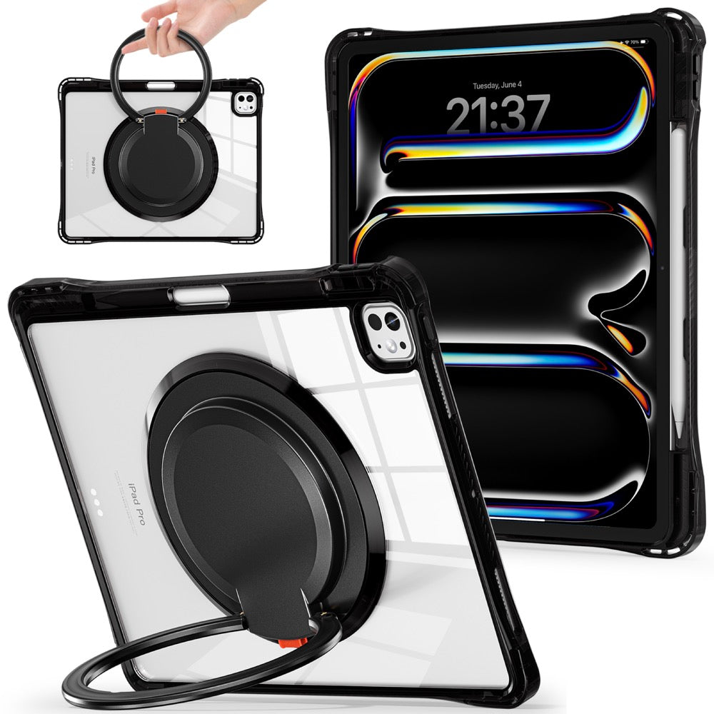 Estuche transparent b series modelo ipad pro 13 2024 color negro con strap