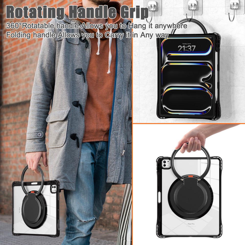 Estuche transparent b series modelo ipad pro 13 2024 color negro con strap