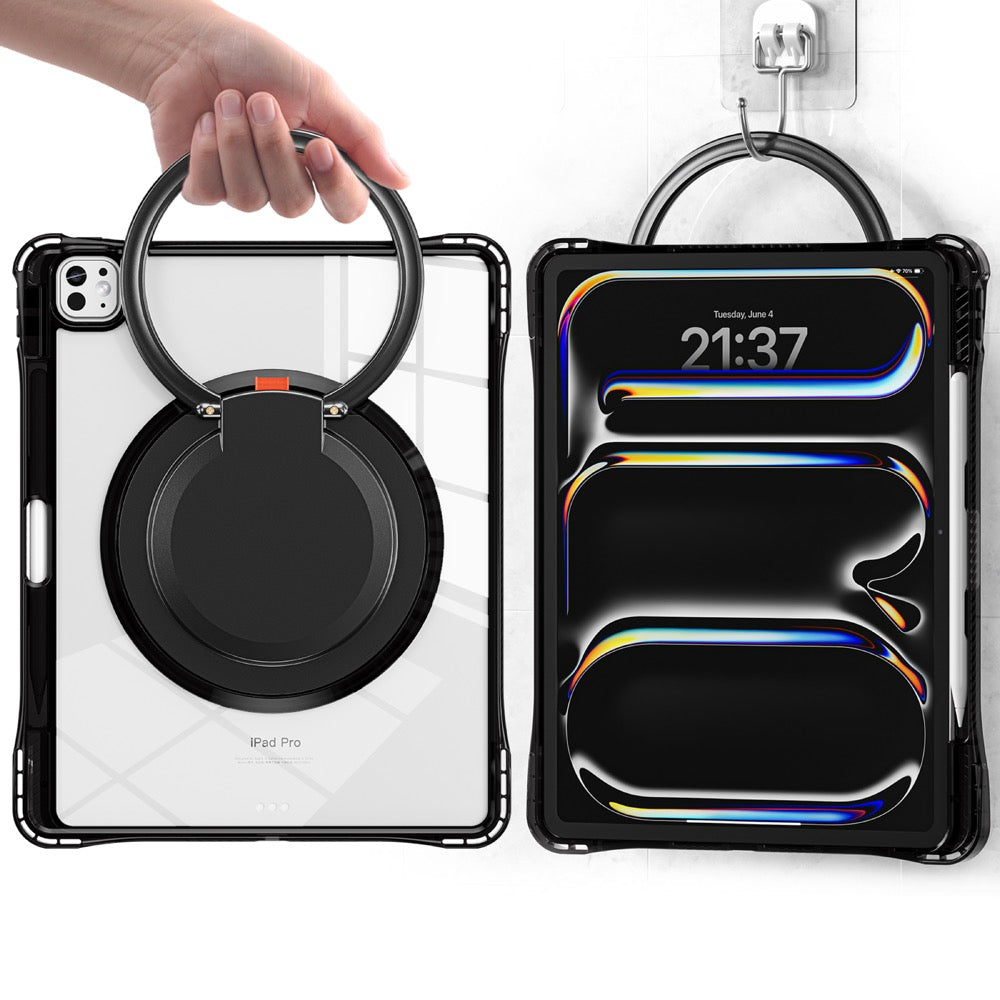 Estuche transparent b series modelo ipad pro 13 2024 color negro con strap