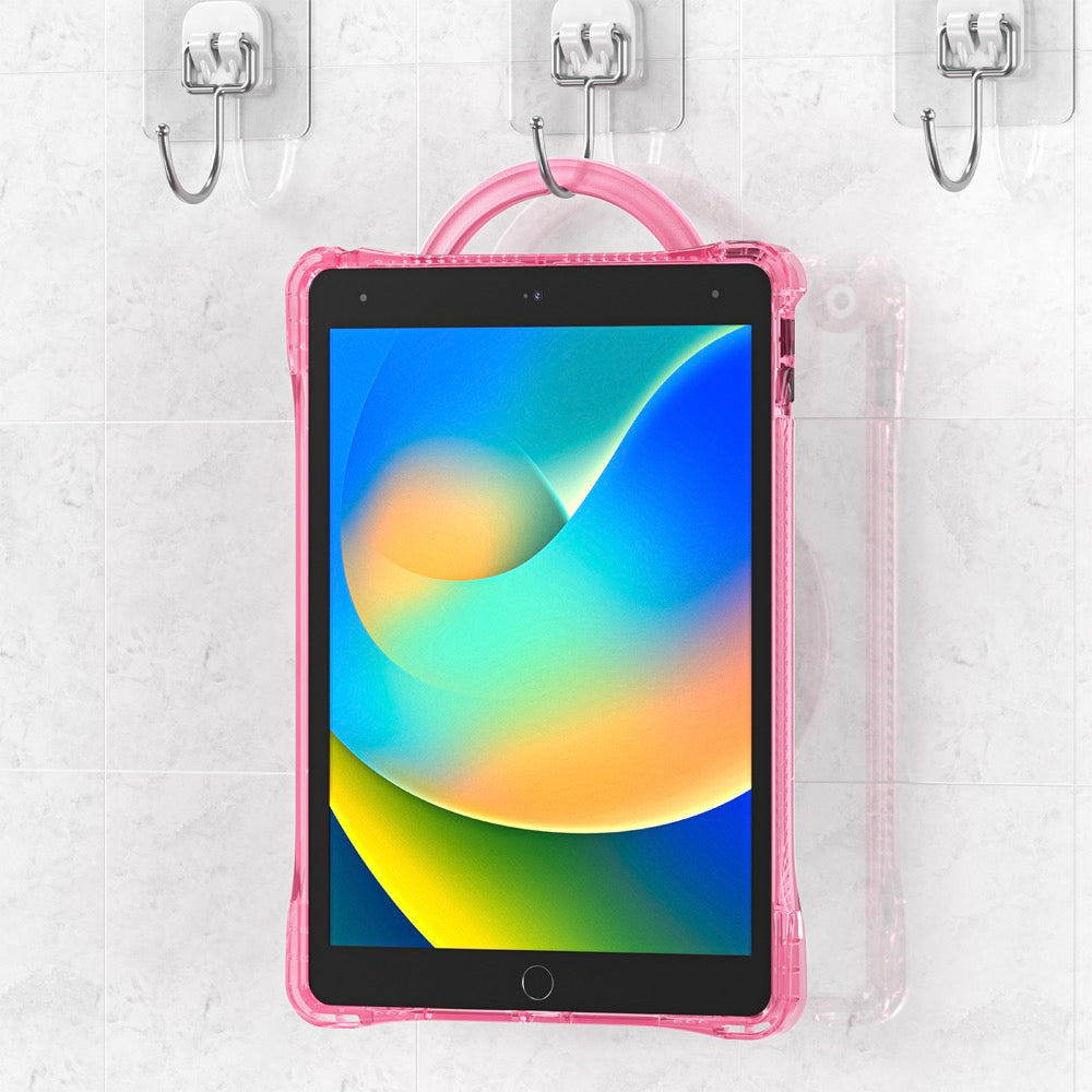 Estuche transparent b series modelo ipad 10.2 color fucsia con strap