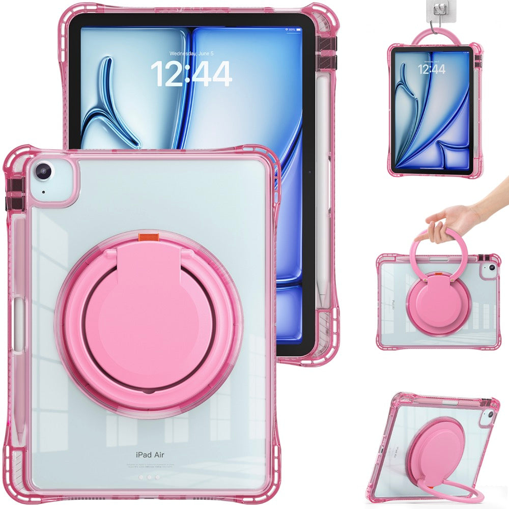 Estuche transparent b series modelo ipad air 11 2024 color fucsia con strap