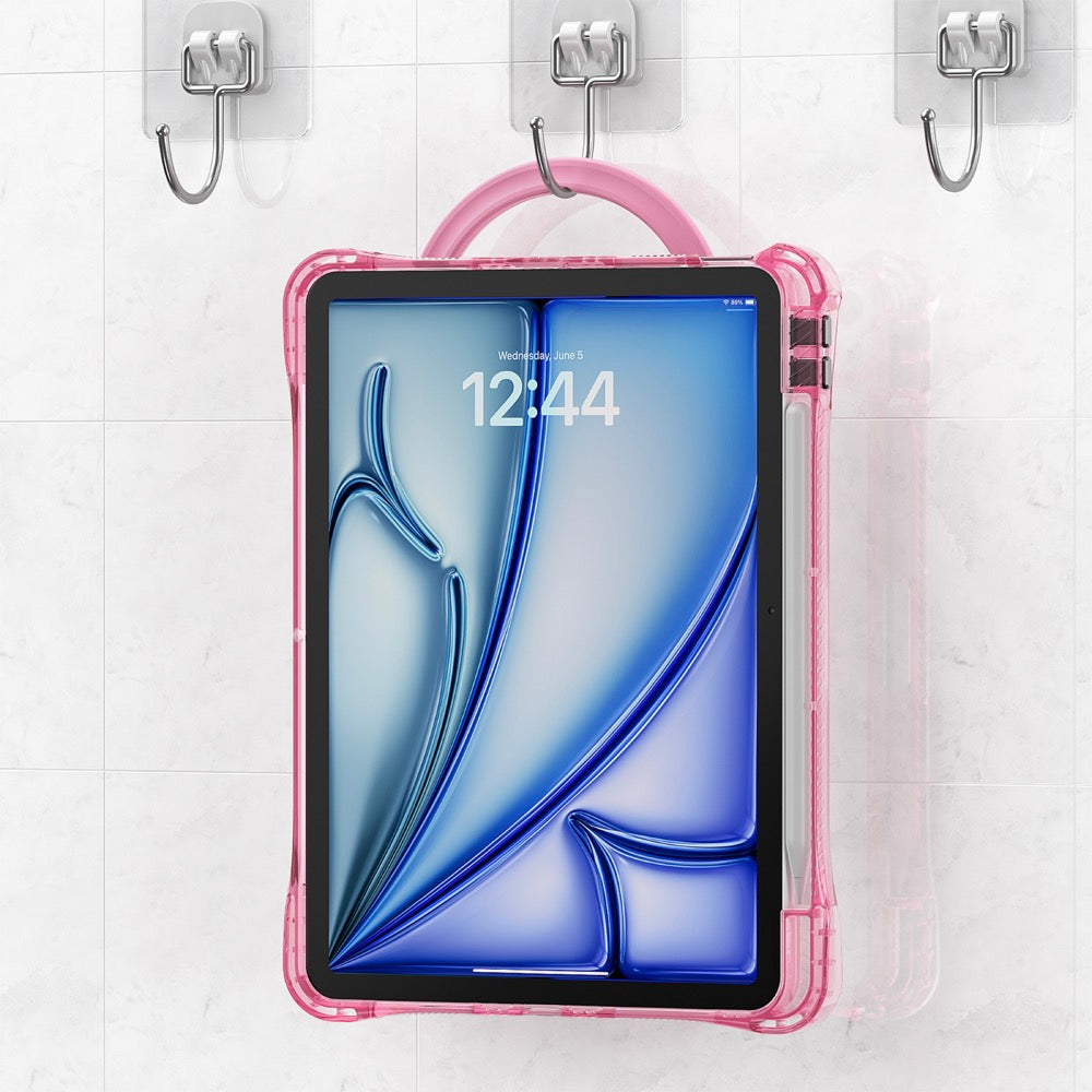 Estuche transparent b series modelo ipad air 11 2024 color fucsia con strap