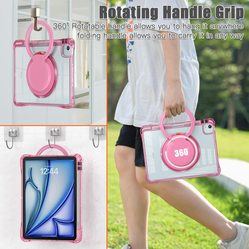 Estuche transparent b series modelo ipad air 11 2024 color fucsia con strap