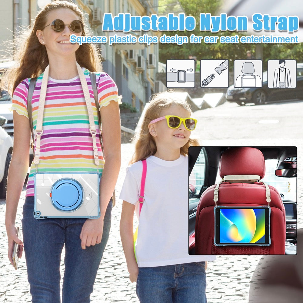 Estuche transparent b series modelo ipad 10.2 color celeste con strap