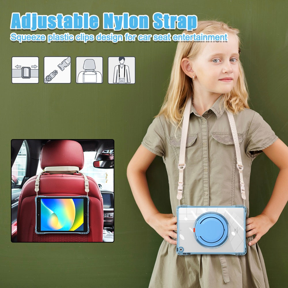 Estuche transparent b series modelo ipad 10.2 color celeste con strap