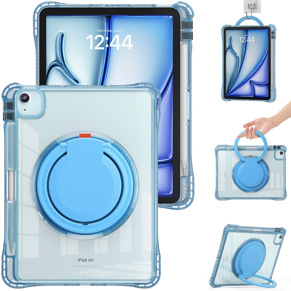 Estuche transparent b series modelo ipad air 11 2024 color celeste con strap