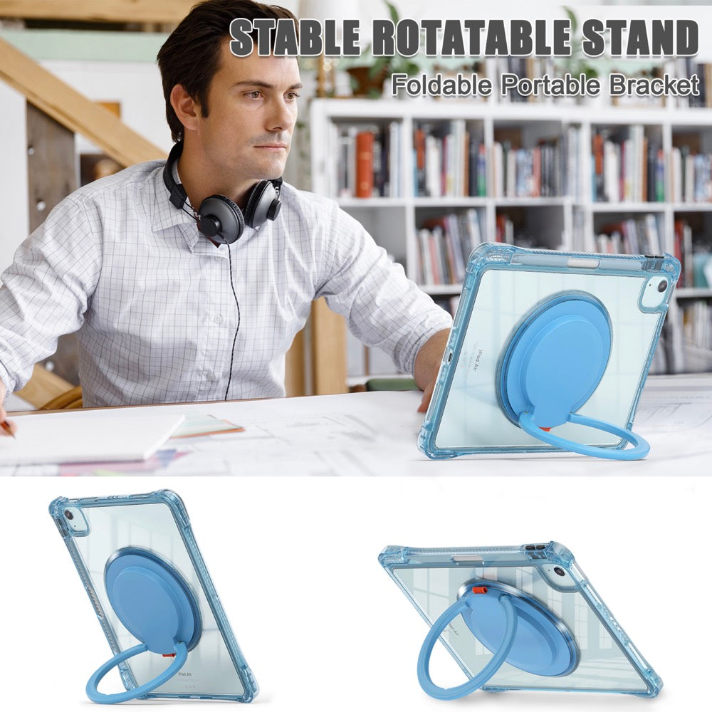 Estuche transparent b series modelo ipad air 11 2024 color celeste con strap