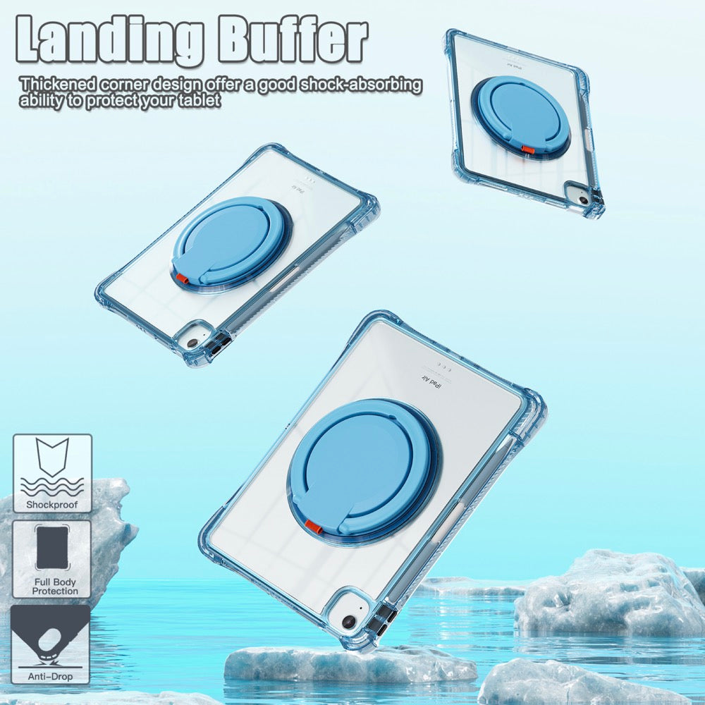 Estuche transparent b series modelo ipad air 11 2024 color celeste con strap