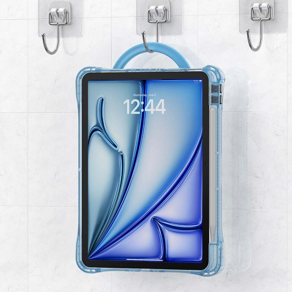 Estuche transparent b series modelo ipad air 11 2024 color celeste con strap