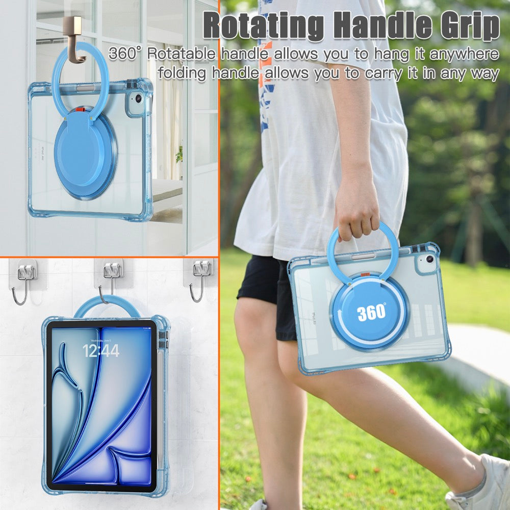 Estuche transparent b series modelo ipad air 11 2024 color celeste con strap