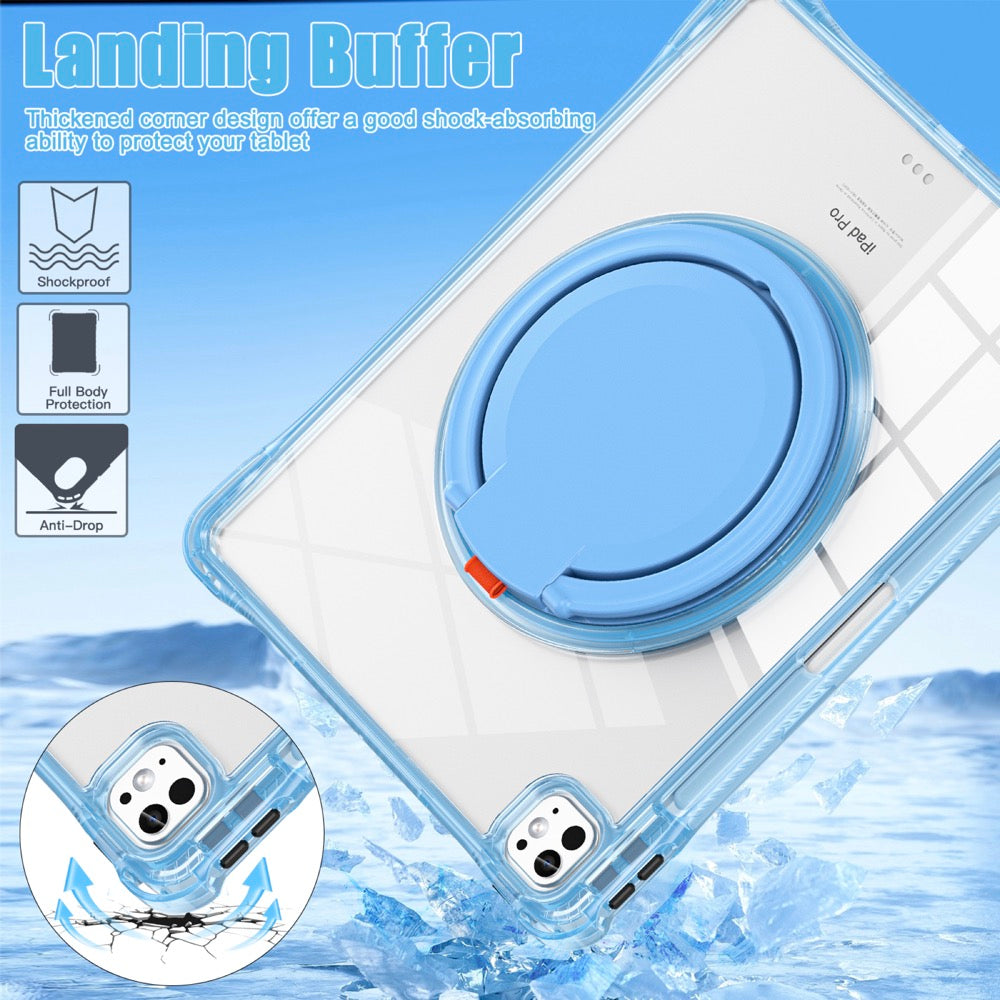 Estuche transparent b series modelo ipad pro 13 2024 color celeste con strap